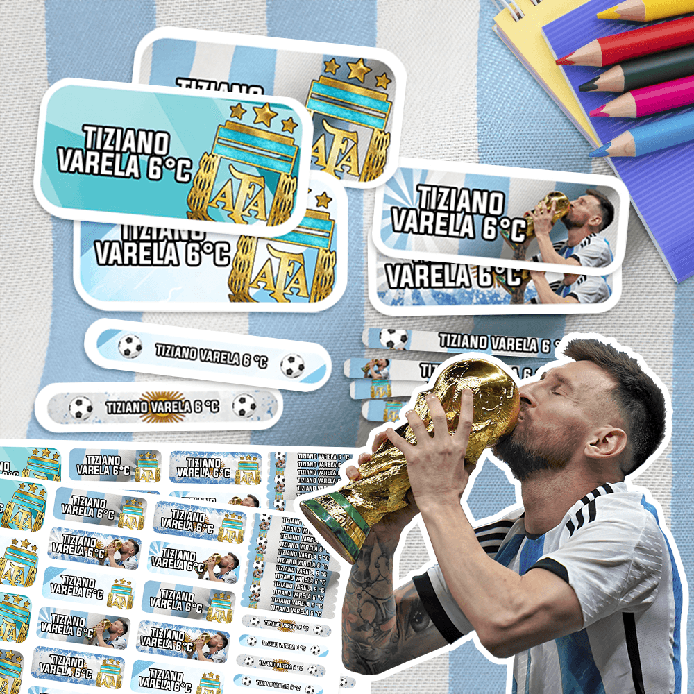 Etiquetas Escolares para Imprimir | Argentina Campeón (Archivo Digital PDF)