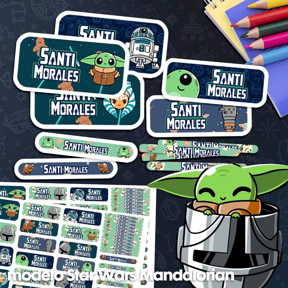 Etiquetas Escolares para Imprimir | Mandalorian (Archivo Digital PDF)