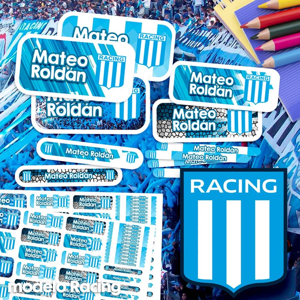Etiquetas Escolares para Imprimir | Racing (Archivo Digital PDF)