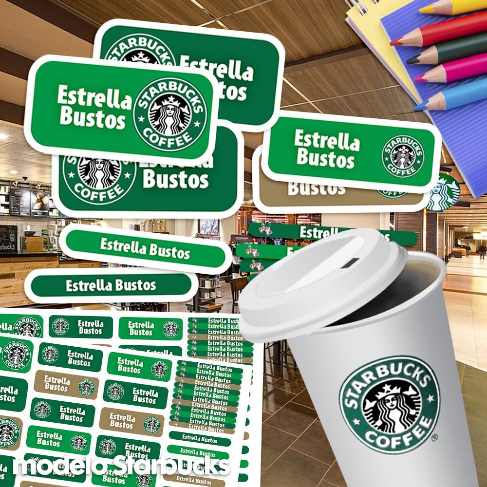 Etiquetas Escolares para Imprimir | Starbucks (Archivo Digital PDF)